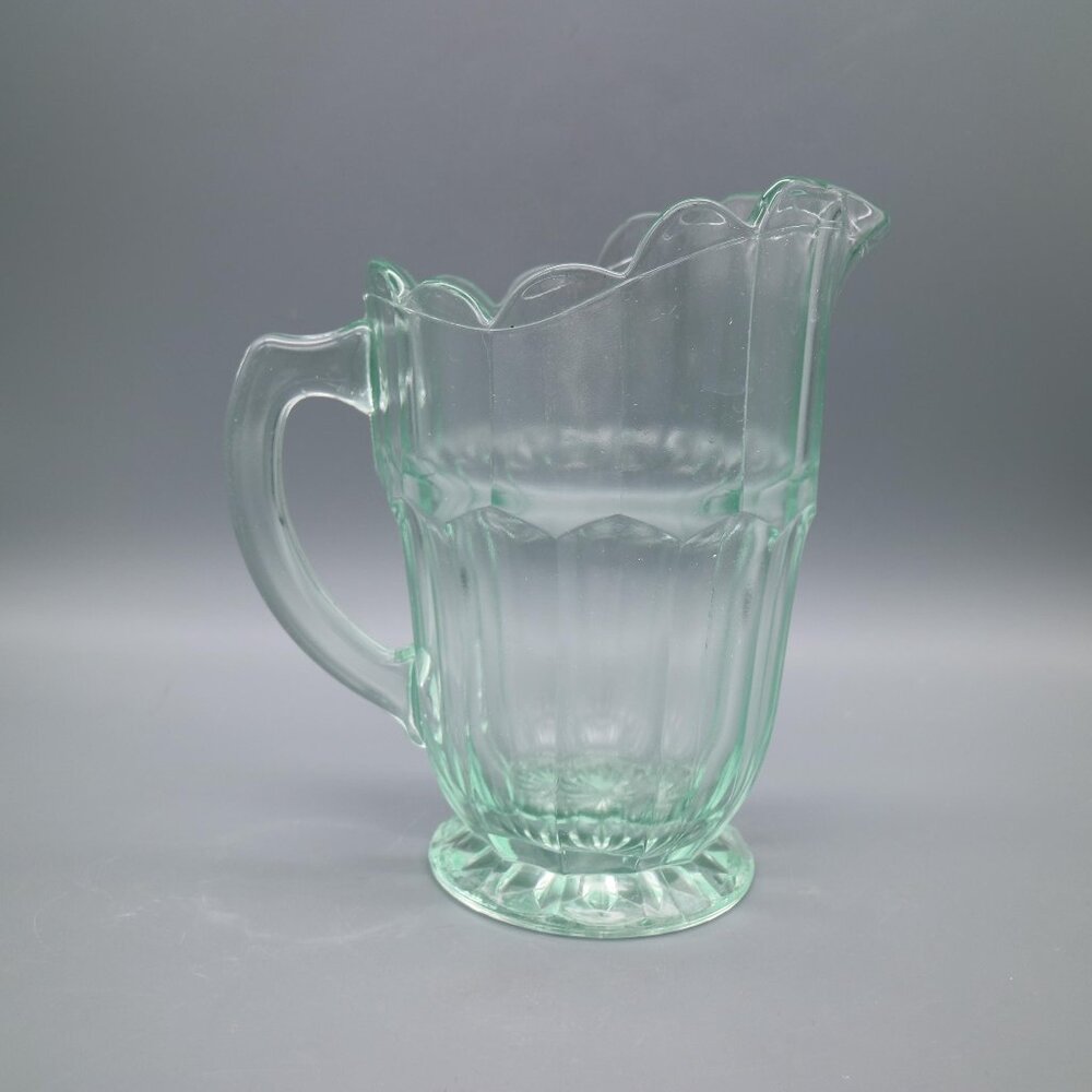 Antique Pale Turquoise EAPG Glass Full-Sized Water Pitcher Beveled Panels